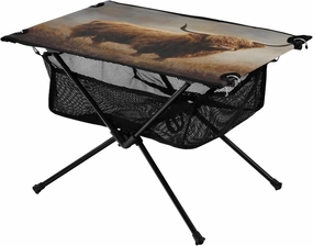 Camping Table Lightweight Portable Folding Table with Mesh Storage Net A Fluffy Scottish Highland Cattle Ideal for Camping Hiking Beach Picnic Travel Backyard