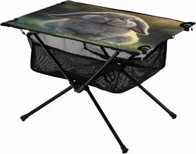 Camping Table Lightweight Portable Folding Table with Mesh Storage Net Fluffy Brown Gray Rabbit Ideal for Camping Hiking Beach Picnic Travel Backyard