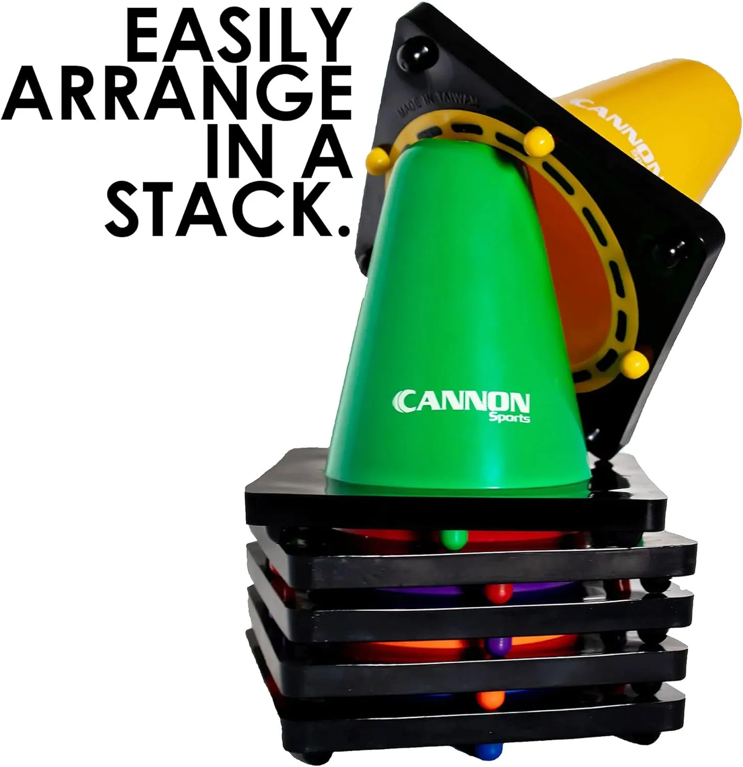 Cannon Sports 6 Pack Agility Cones - 6 inch Colorful Cones with Rubber Weighted Base - Perfect for Soccer, Hockey, Basketball Practice Drills