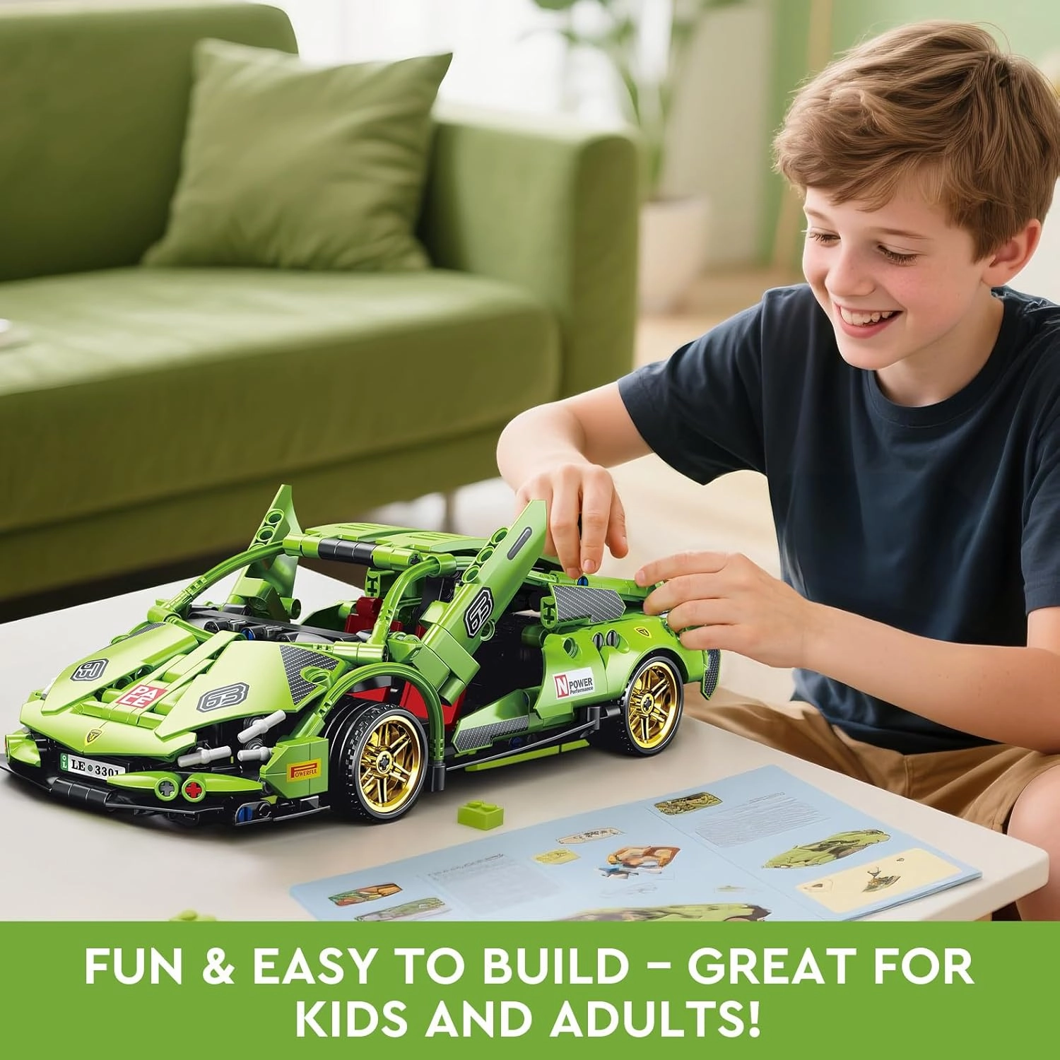 Car Building Set Technic-Style Speed Champions Building Set – 586 Pieces, Classic Sports Car Model for Kids and Adults Age 12-14-16, Fun Race Car Toy Set for Boys and Girls