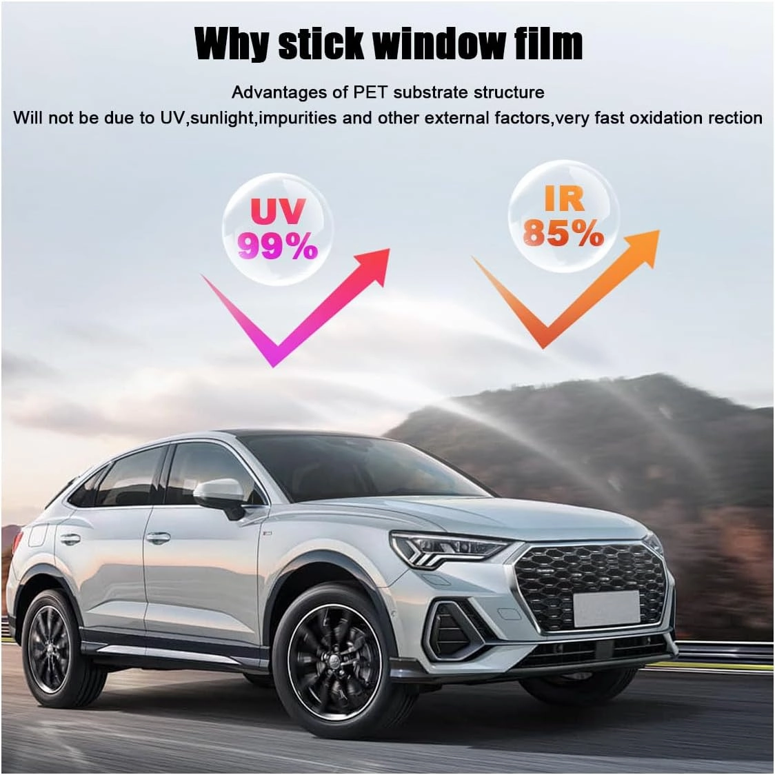 Car Window Tint Film for Auto Sun Shade Roll Width 30"×Length 20Ft Universal Dark Vinyl Protection Film with 15% VLT, Privacy Sunlight Heat UV Block Protection & Scratch Resistant (15% Vlt/30×20ft)