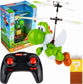 Carrera RC - Officially Licensed Super Mario Flying Yoshi 2.4Ghz 2-Channel Rechargeable Remote Control Helicopter Drone Toy with Easy to Fly Gyro System