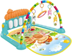 Cartoon Baby Play Mat with Fitness Frame Piano Keyboards Activity Gym Play Mat with Pendant Toy Early Education Blanket, Mushroom