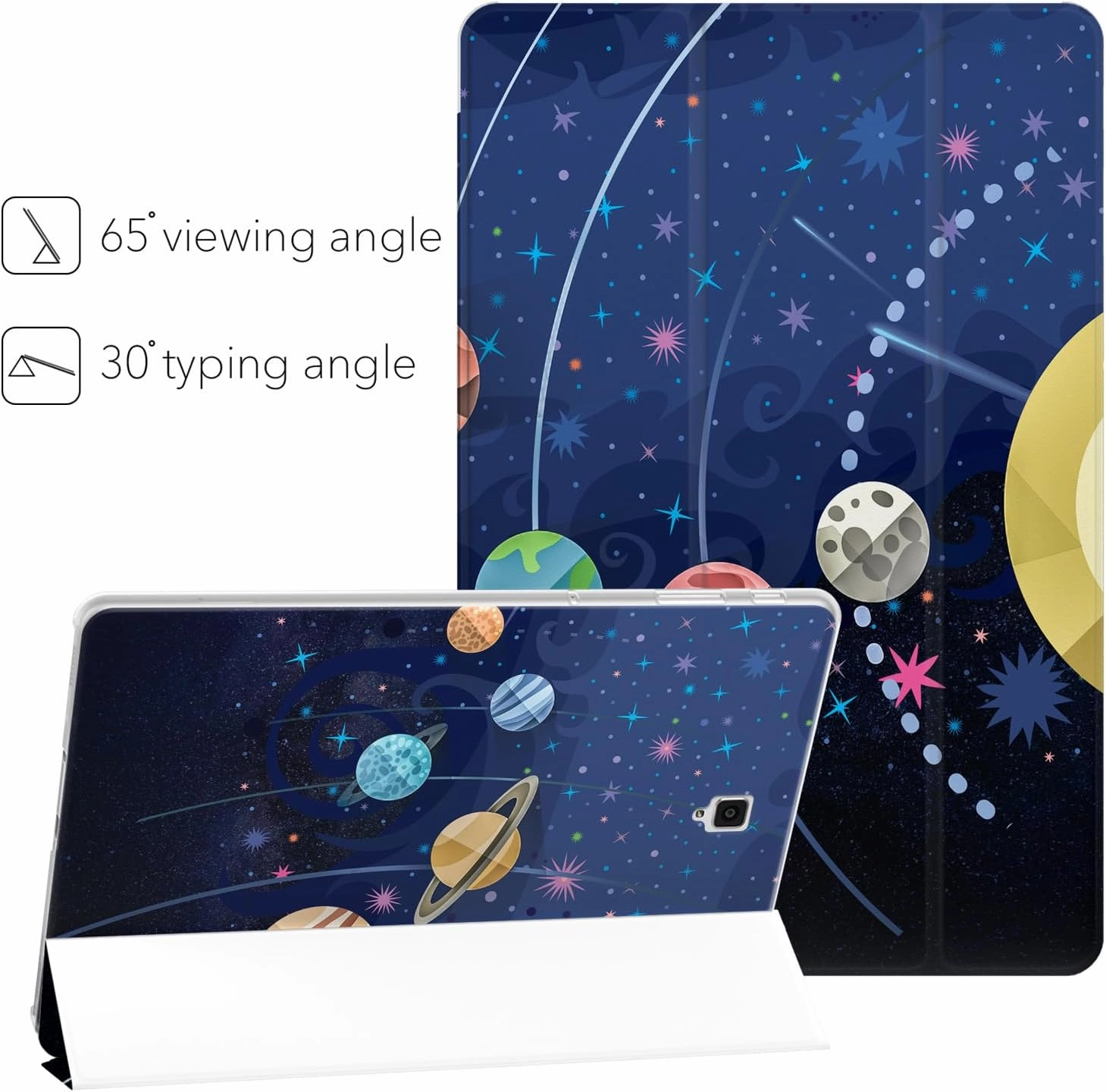 Case Compatible for Samsung Galaxy Tab S8 2022 S7 S6 Lite 2020 S5e S4 A8 A7 10.4 A 10.5 10.1 S3 9.7 S2 8.0 Cute Print System Space Solar Pattern Magnetic Stand Universe Closure Planets Design