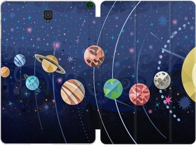 Case Compatible for Samsung Galaxy Tab S8 2022 S7 S6 Lite 2020 S5e S4 A8 A7 10.4 A 10.5 10.1 S3 9.7 S2 8.0 Cute Print System Space Solar Pattern Magnetic Stand Universe Closure Planets Design