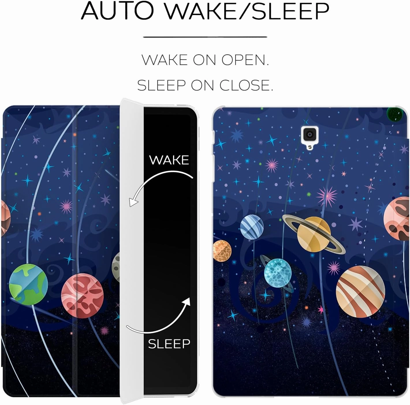 Case Compatible for Samsung Galaxy Tab S8 2022 S7 S6 Lite 2020 S5e S4 A8 A7 10.4 A 10.5 10.1 S3 9.7 S2 8.0 Cute Print System Space Solar Pattern Magnetic Stand Universe Closure Planets Design