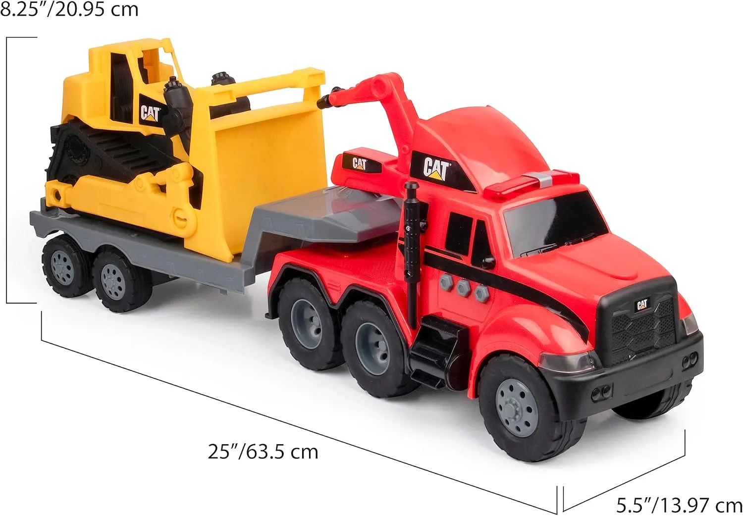 CAT Construction Toys, Heavy Movers, Semi Firetruck and Trailer with Bulldozer, Lights & Sounds, Ages 3 and up