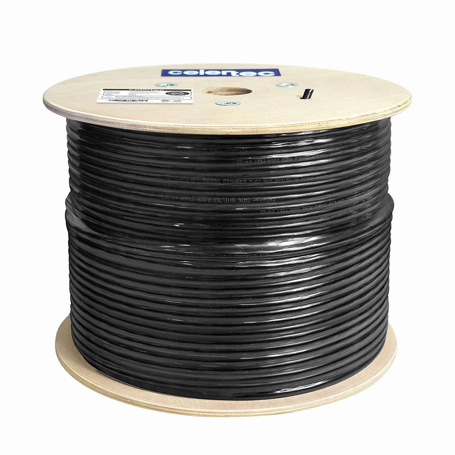 Cat6 Shielded Outdoor Cable, 1000ft, FTP (Overall Foil Shield), 23AWG Solid Bare Copper, UV Resistant, Weatherproof, 550MHz, ETL Listed &CMX Rated,Bulk Ethernet Cable, Black