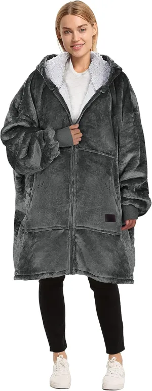 Catalonia Zip Up Blanket Hoodie Sweatshirt, Oversized Sherpa Pullover Jacket Coat for Men Women, Comfortable Gift for Her
