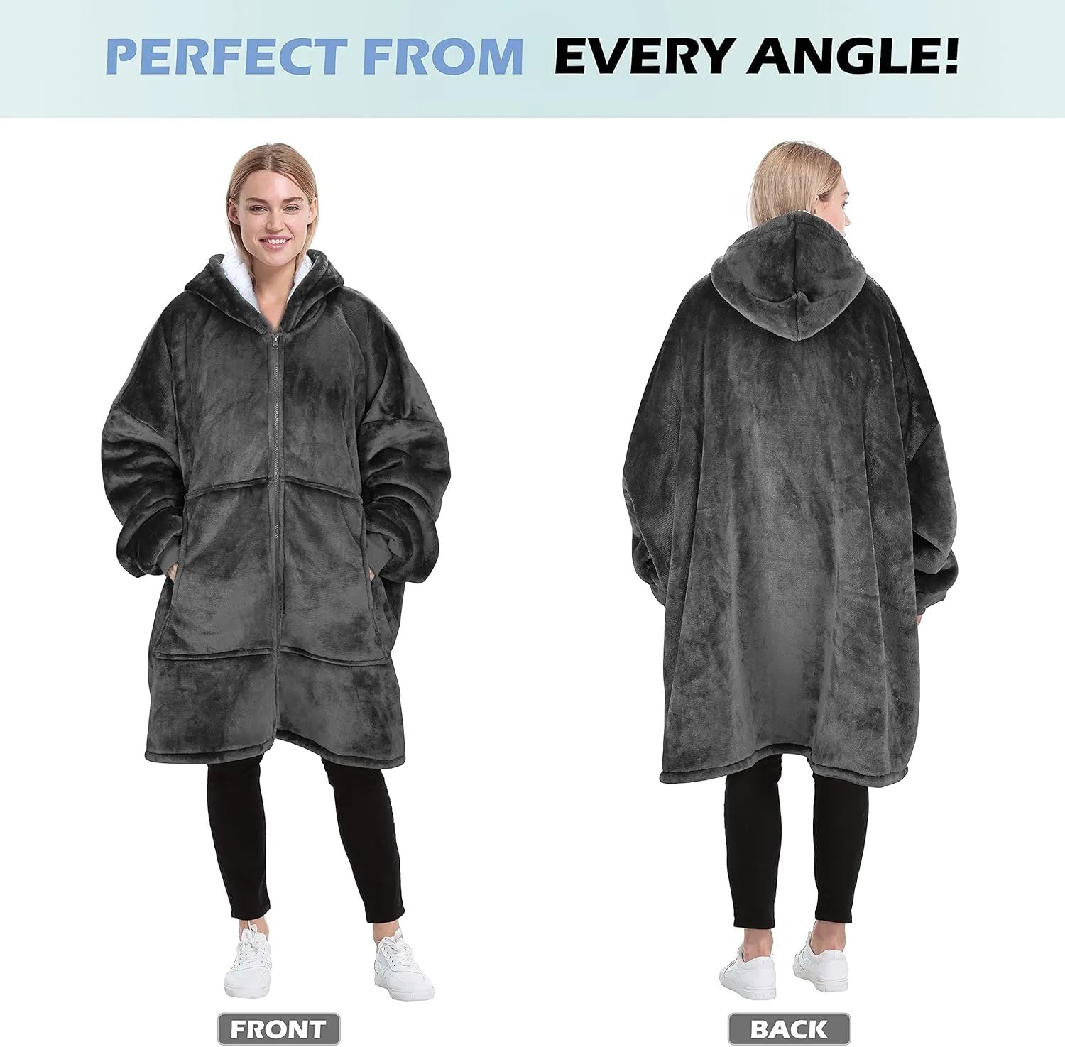 Catalonia Zip Up Blanket Hoodie Sweatshirt, Oversized Sherpa Pullover Jacket Coat for Men Women, Comfortable Gift for Her