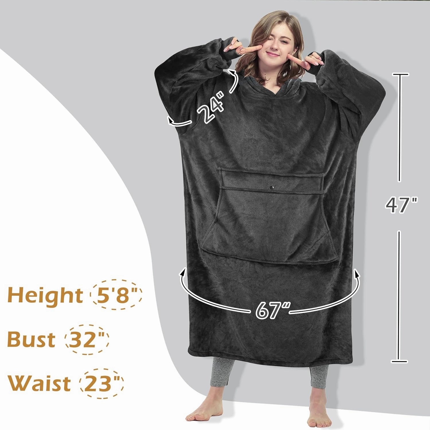 Catalonia Full Body Oversized Blanket Hoodie Sweatshirt, Extra Long Wearable Fleece Pullover, Gift for Adult Men Women Wife Girlfriend