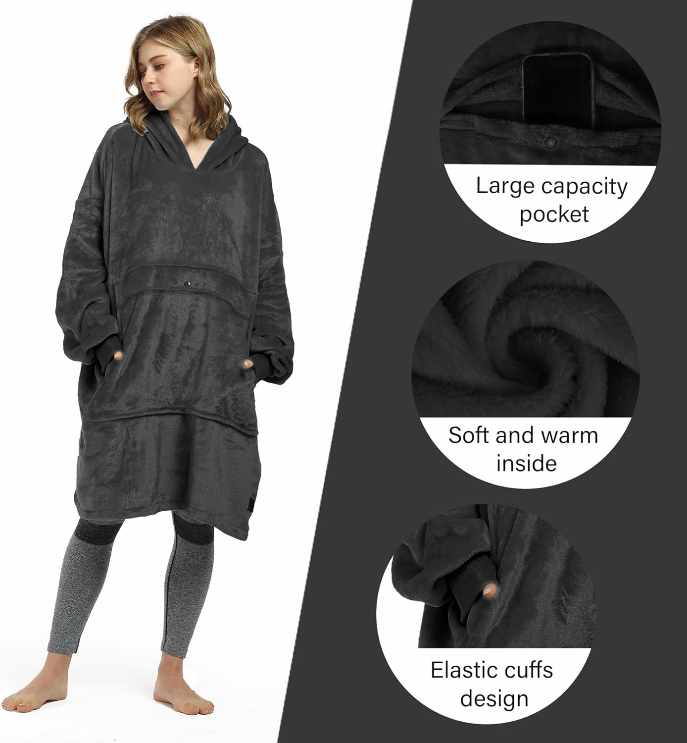 Catalonia Full Body Oversized Blanket Hoodie Sweatshirt, Extra Long Wearable Fleece Pullover, Gift for Adult Men Women Wife Girlfriend