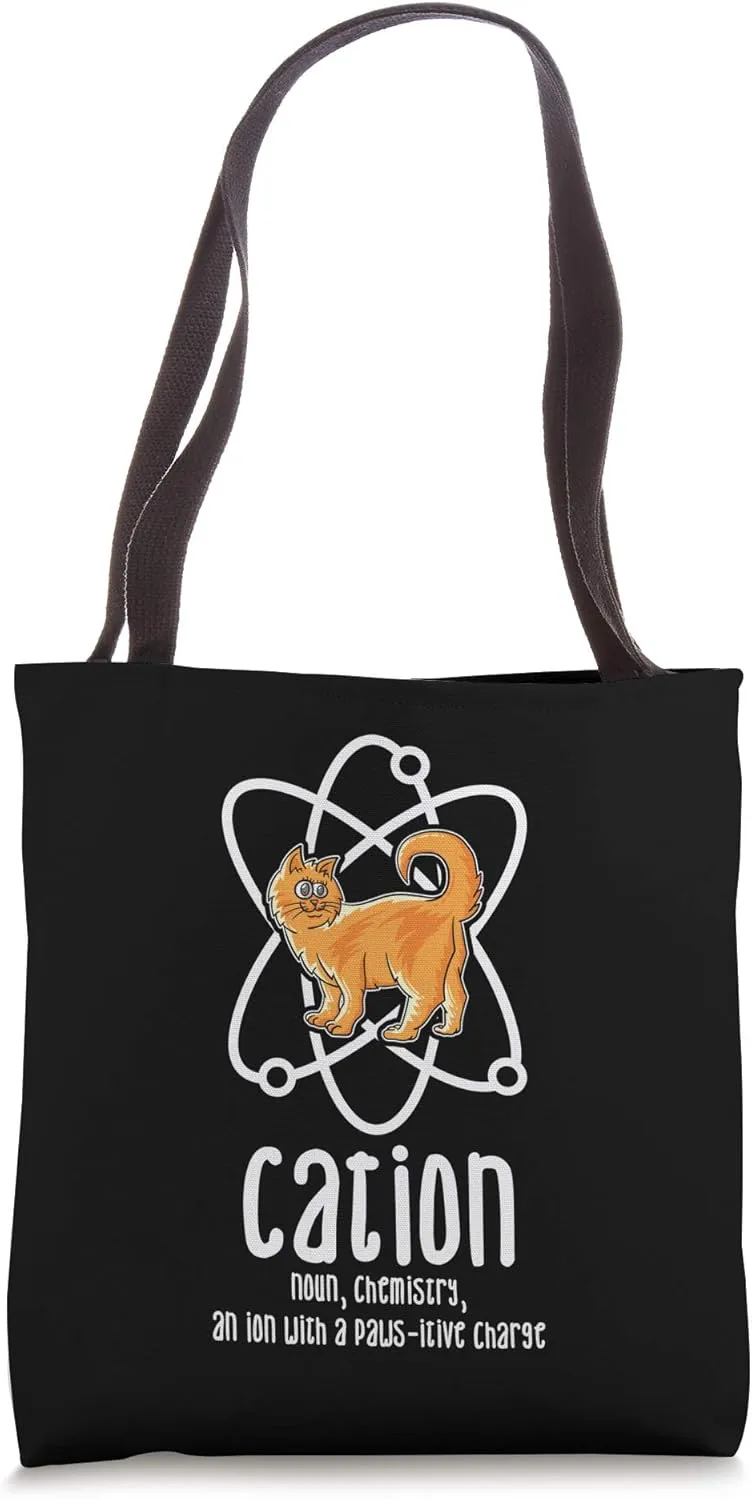 Cation Cathode Ion Physics Nerd Joke Kitten Cat Definition Tote Bag