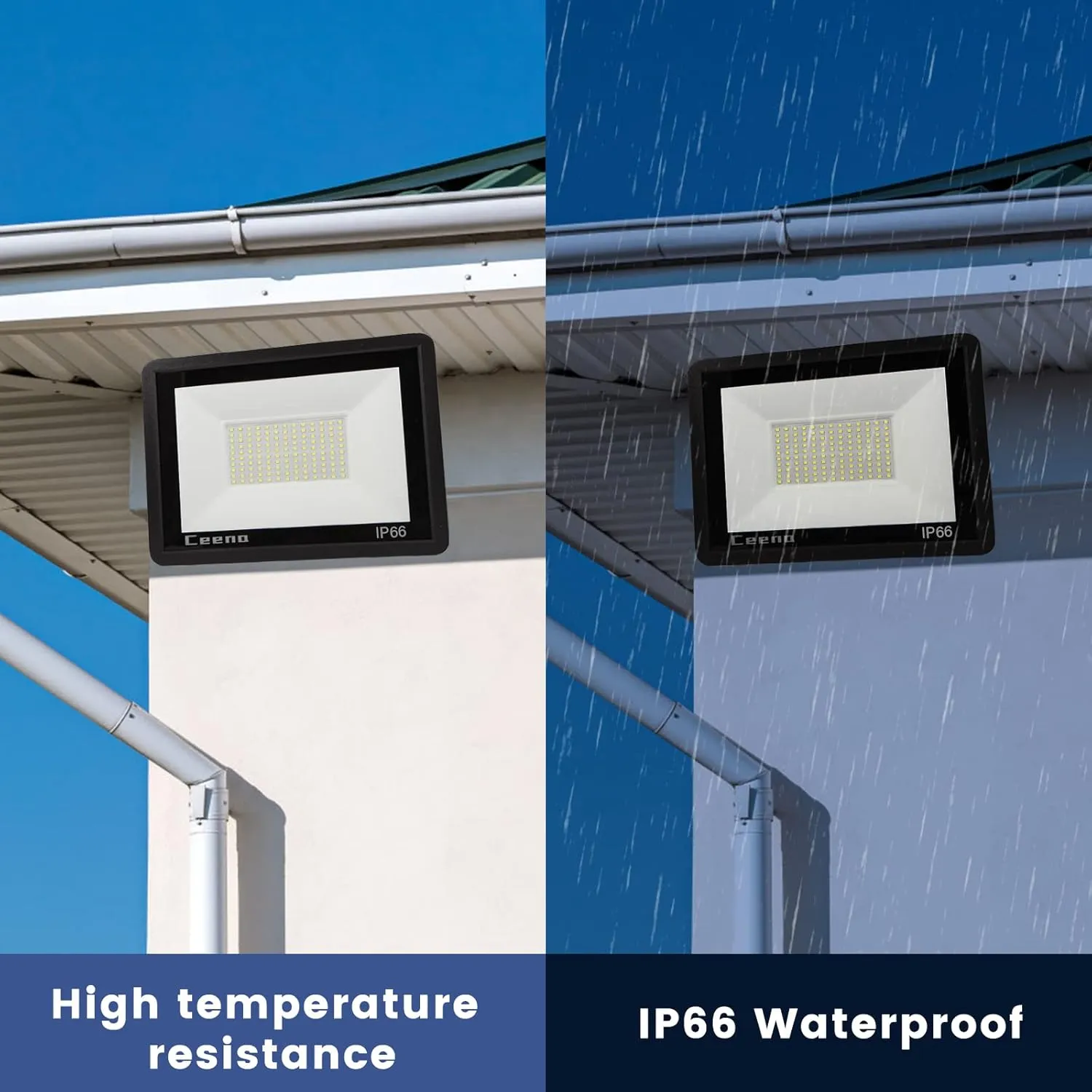Ceena 2 Pack 120W Hardwired LED Flood Light Outdoor, 12000lm Super Bright Floodlight, IP66 Waterproof 6000K Daylight White Exterior Lights for Backyard, Workshop, Basketball Court