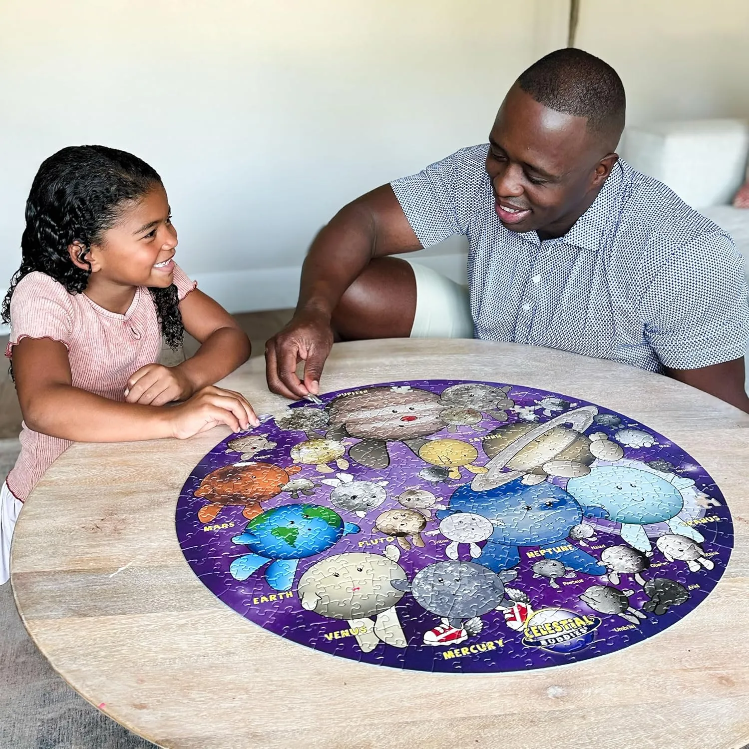 Celestial Buddies So Many Moons! 500 Piece Jigsaw Astronomy Space Puzzle and Poster for Ages 8  | Educational 23 Moon Poster for Science STEM Learing