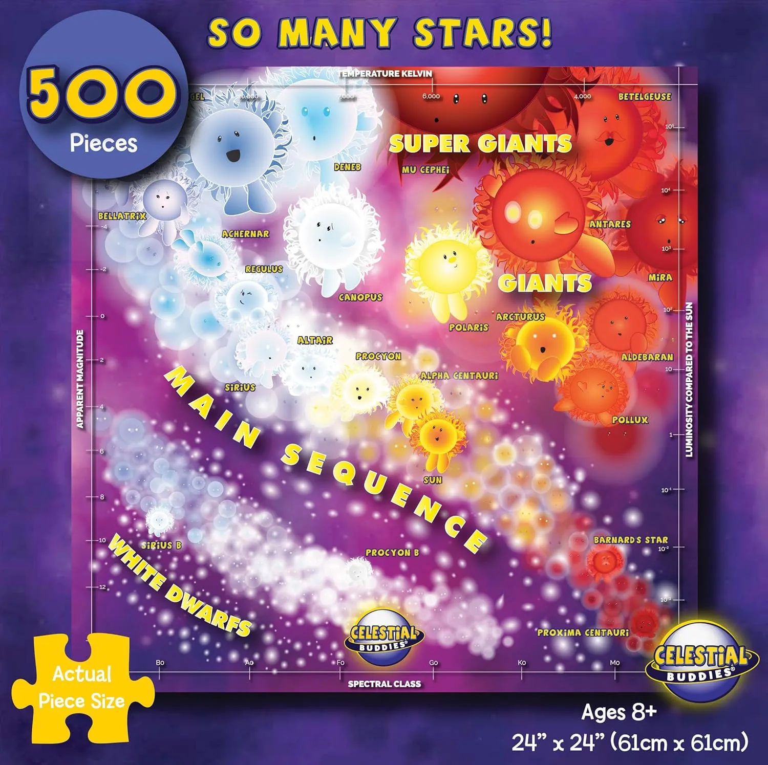 Celestial Buddies So Many Stars! 500 Piece Jigsaw Astronomy Space Puzzle and Poster for Ages 8  | Educational Star Poster for Science STEM Learning (So Many Stars!)