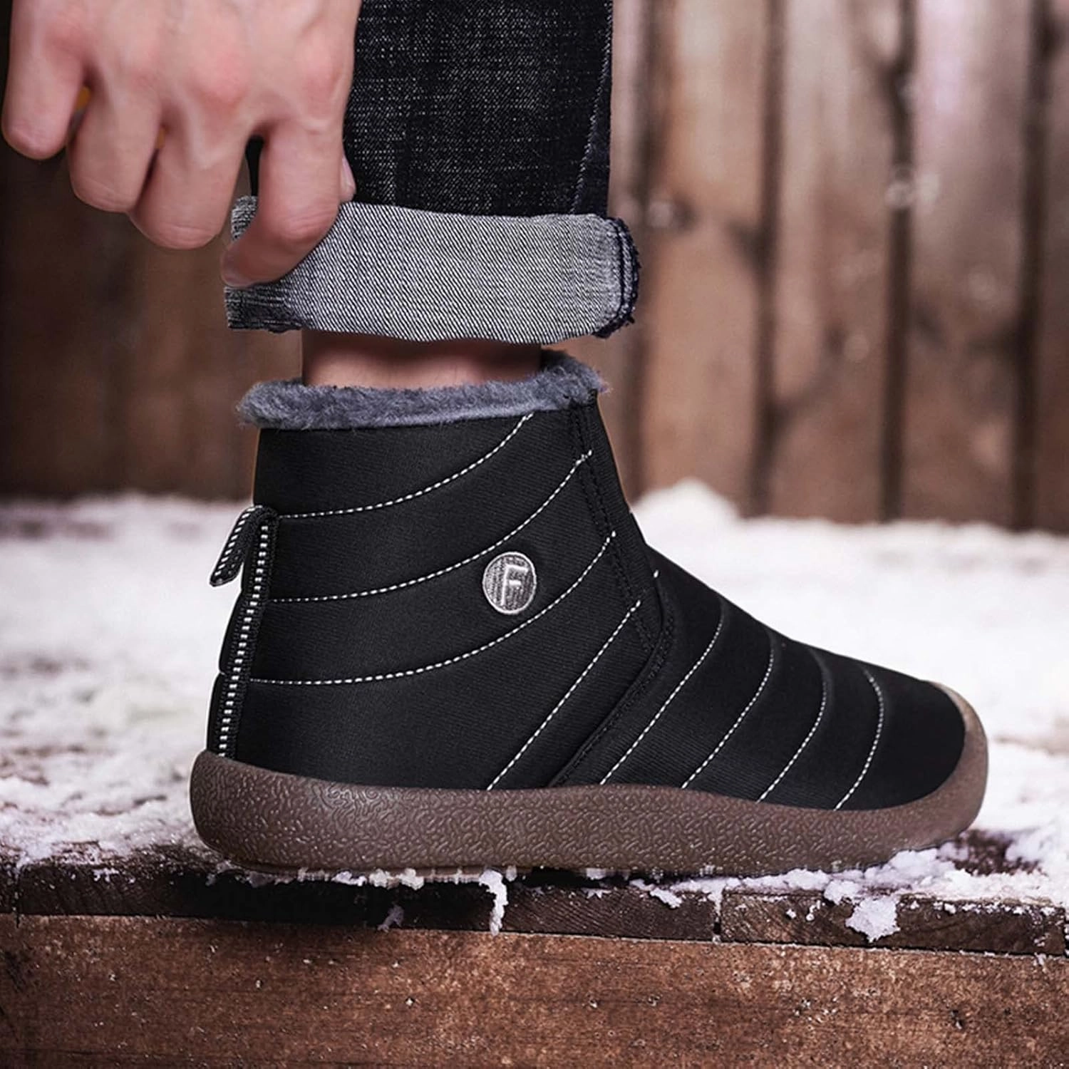 CERYTHRINA Winter Snow Ankle Boots Fur Lining Waterproof Outdoor Slip On Booties Sneakers for Women and Men