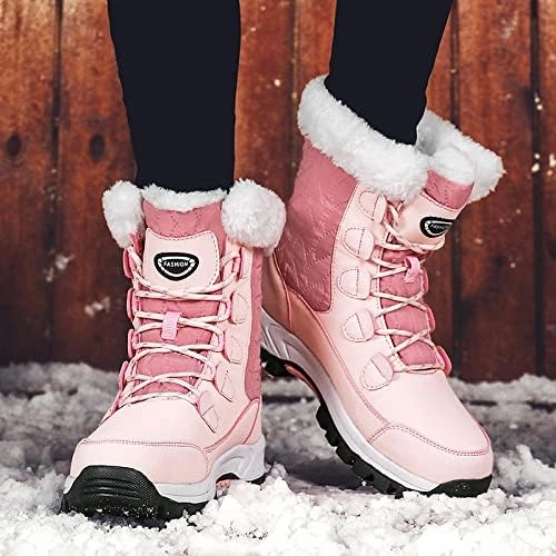 CERYTHRINA Women's Waterproof Snow Boots Winter Mid Calf Booties Warm Fur Lining Winter Shoes