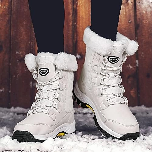 CERYTHRINA Women's Waterproof Snow Boots Winter Mid Calf Booties Warm Fur Lining Winter Shoes