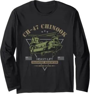 CH-47 Chinook Helicopter Long Sleeve T-Shirt