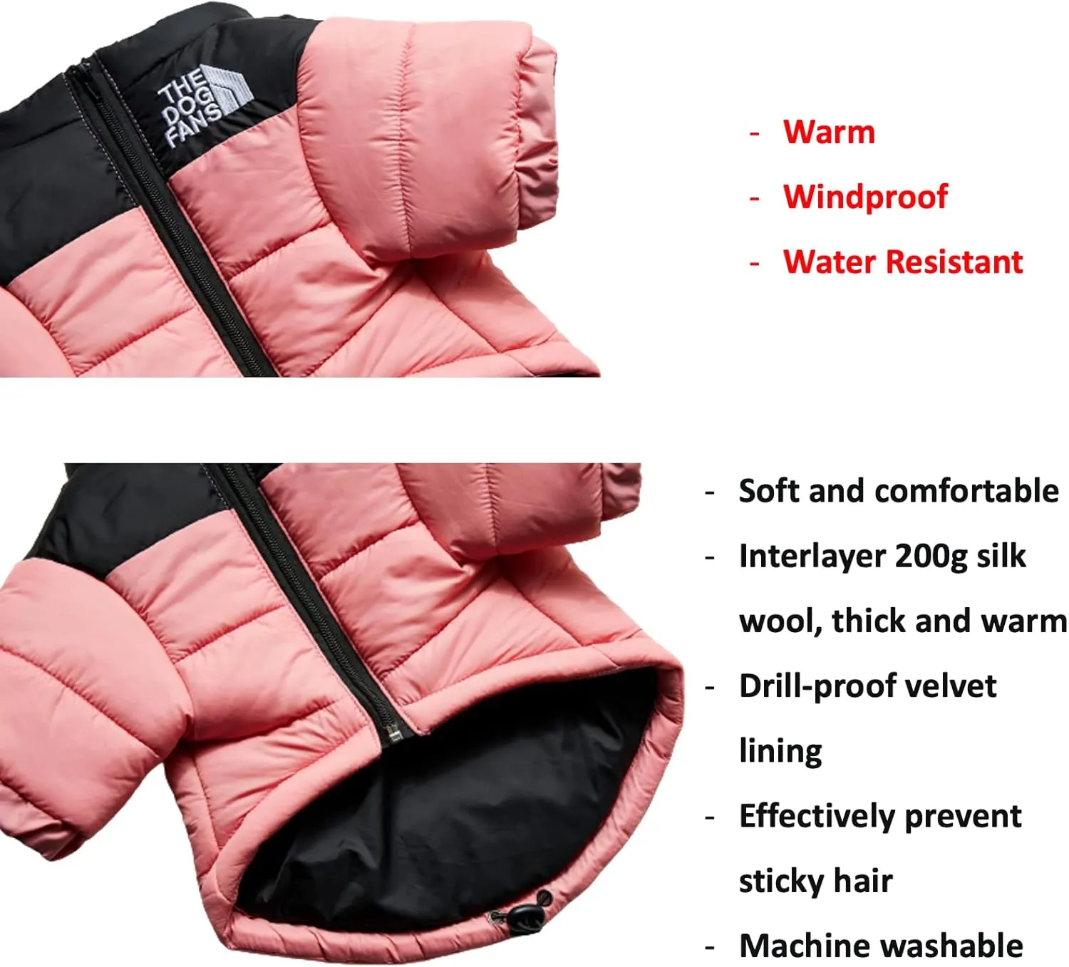 ChoChoCho Cozy Dog Coat - Stylish Dog Jacket for Cold Weather, Snow & Winter - Cats, Puppies to Large (5XL, Pink)