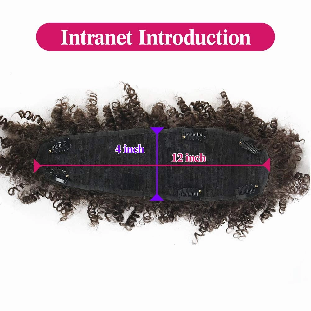 CINHOO Ponytails Afro High Puff Hair Bun Ponytail Drawstring With Bangs Synthetic Jerry Curly Mohawk Wigs Kinkys Curly Fauxhawks Pony Tail Clip in on Wrap Updo Hair Extensions with six Clips. (4#)
