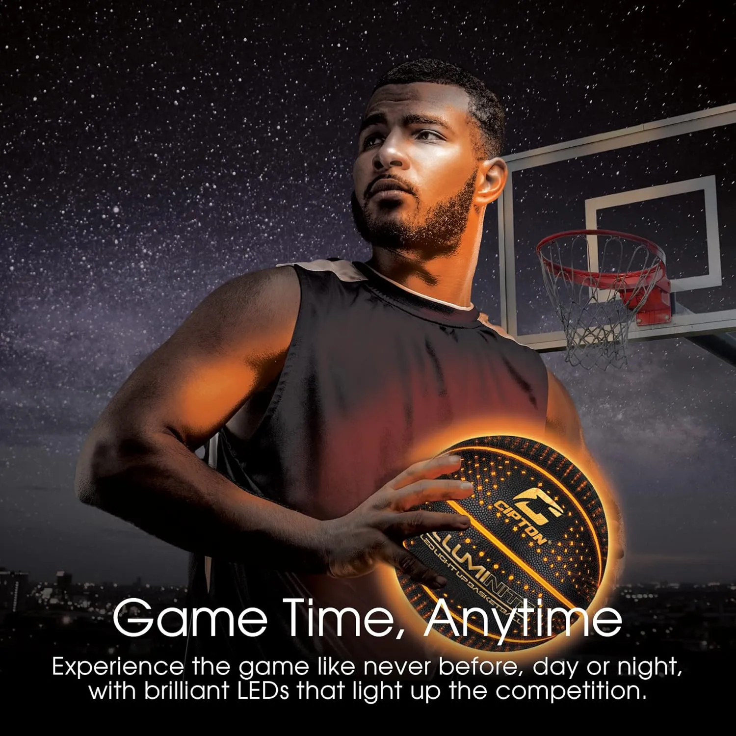 Cipton Basketball, LED Light Up Basketball, Official Size 29.5 Inch Indoor and Outdoor Basketball, Perfect for Outdoor Games, Basketball Pump Included, Composite Leather Basketball