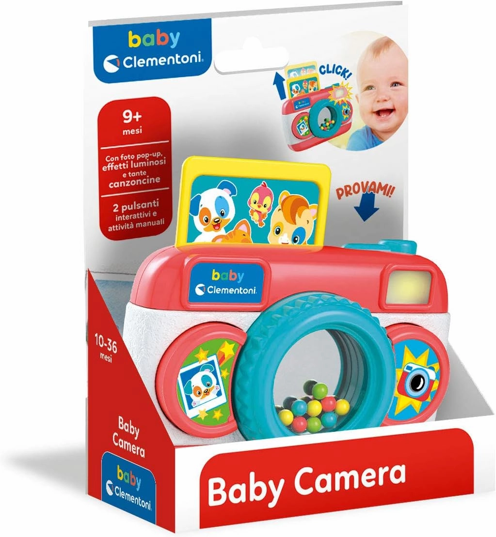 Clementoni - Baby Camera Camera Early Age Electronic Musical Activity Centre for Children 9 Months , Single, 17440, Multicoloured, Small