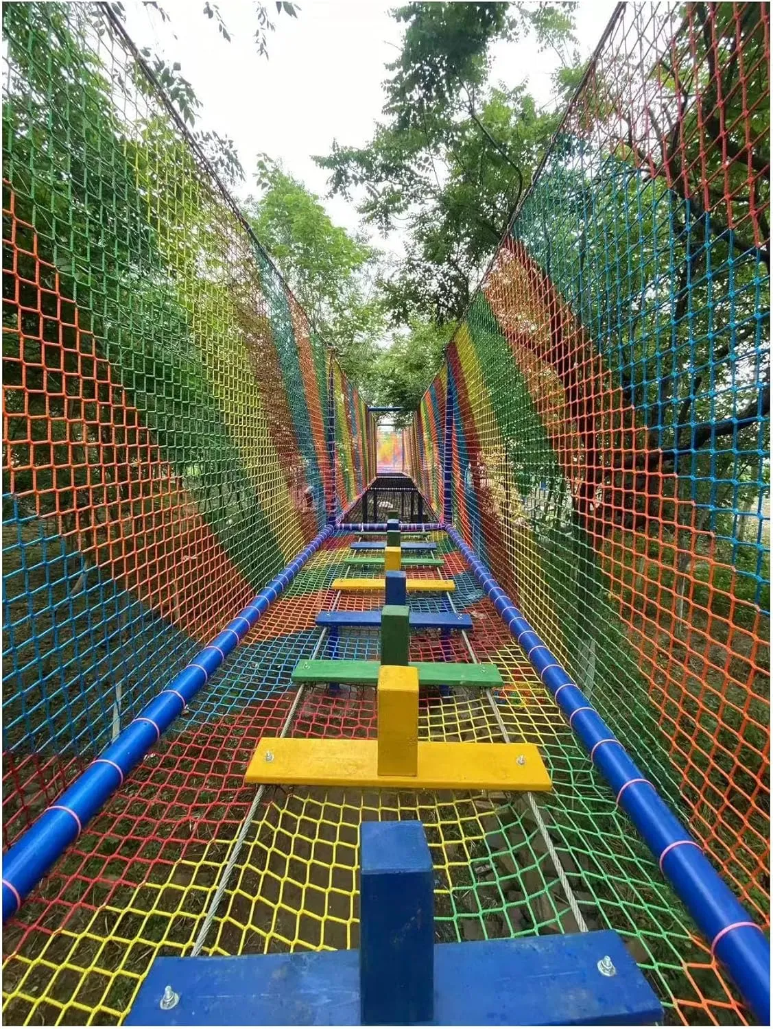 Climbing Cargo Net-4.5cm/6mm,Climbing Net Double Layers Playground Safety NetKids Backyard Climbing Net,for Treehouse Accessories Outdoor Adventure,2MX1M(6.6X3.3FT)