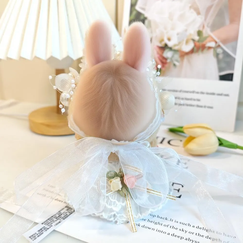 Clothes Set for 6-7in Popular Blind Box Monsters, Flower Fairy Skirt & Pearl Headdress Doll Accessories Suit, Cute and Personalized LBB Doll Dress-Up Set (White Fairy Skirt)