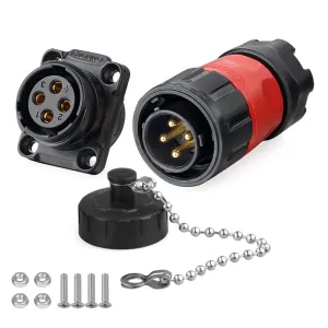 CNLINKO YM-20 Industrial Waterproof Connector IP68 Circular Connector Aviation Connector PBT Plastic Shell M20 2-12 Pin Flange Socket (4 Pin)