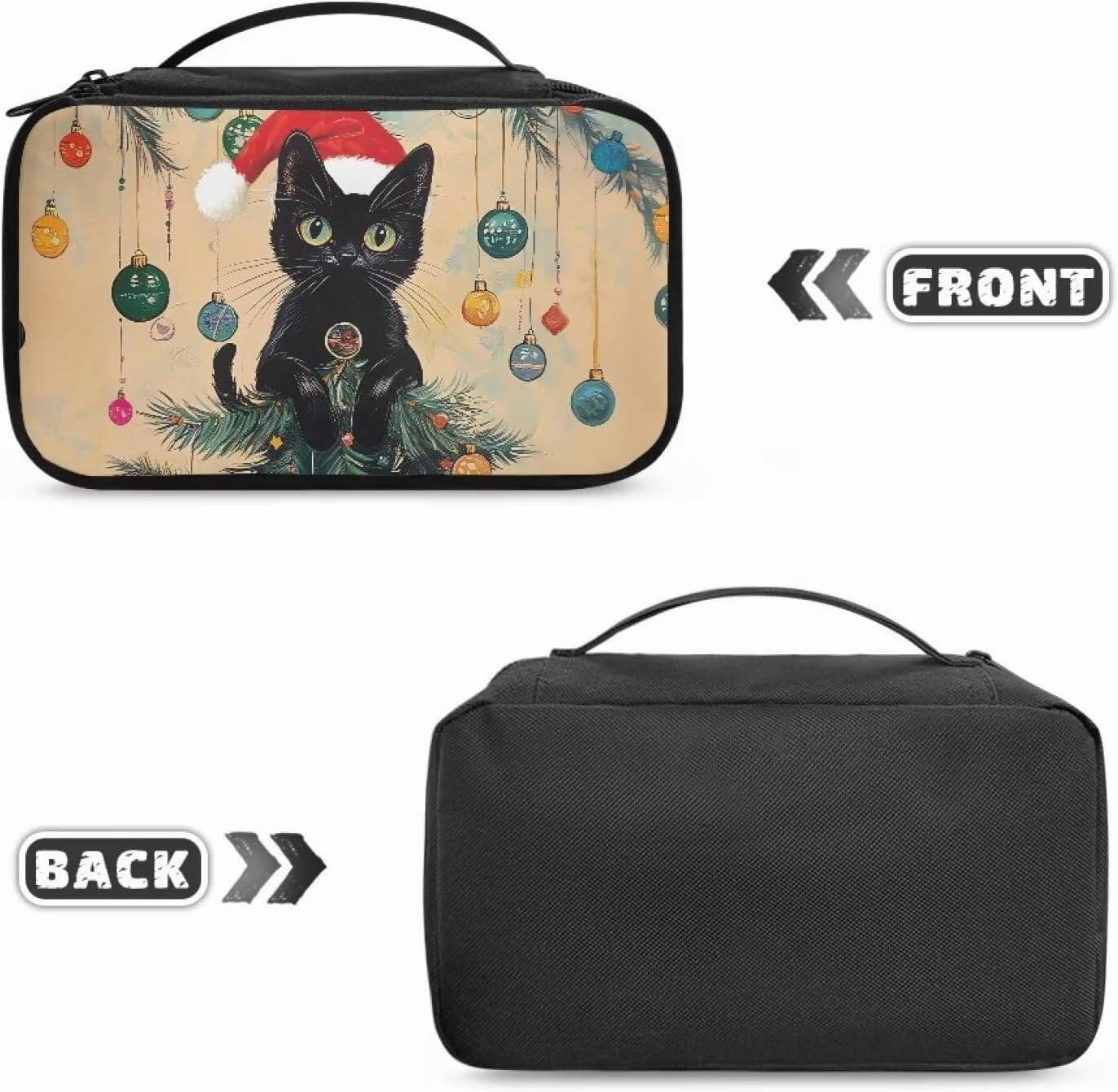 COEQINE Large Makeup Bags For Wome Travel Christmas Themed Cute Travel Cosmetic Pouch Purse Car Essentials For Women,Travel Essentials Organizers Douable Layer Lipstick Holder Handbag Purse,Christmas