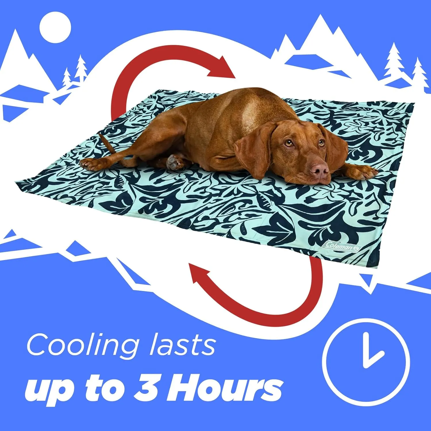 Coleman Medium Navy Botanical Pattern Reversible Cooling Mat – 24” x 30”