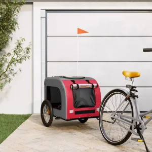 Comfortable Pet Bike Trailer for Small Dogs - Durable Iron Frame and, Red and Gray