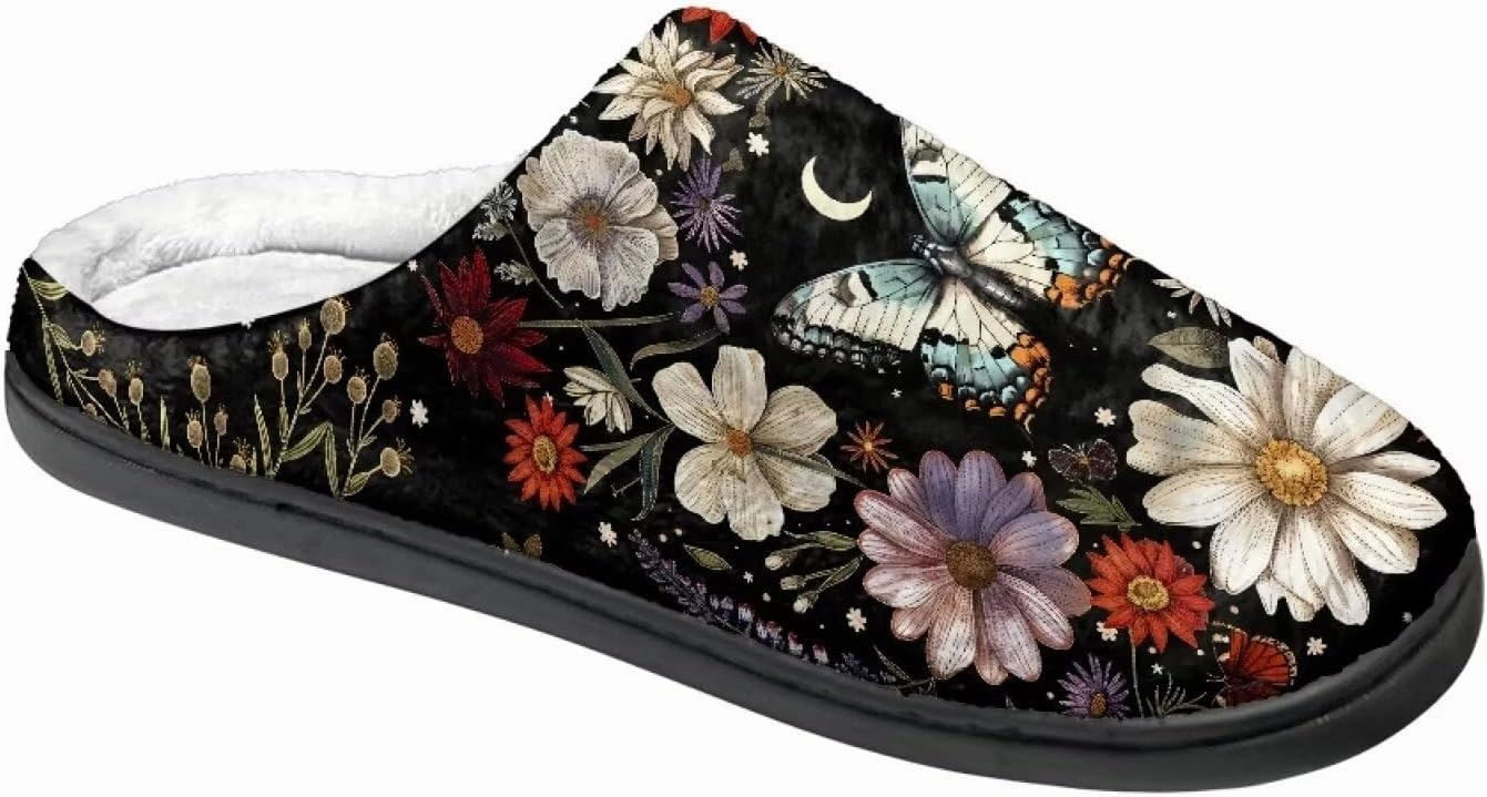 Comfortable Plush Slippers Full Toe Slip-On House Shoes Fuzzy Bedroom Slippers for Women Men Indoor Outdoor