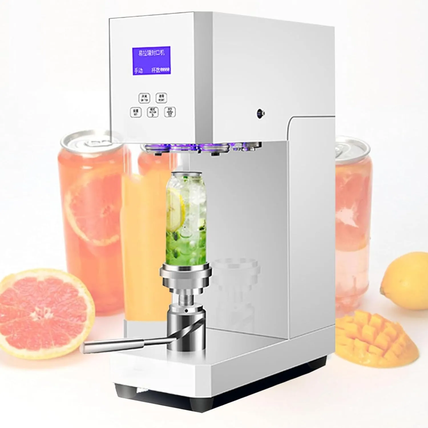 Commercial Cup Sealer Machine,Electric Benchtop Can Seamer, Semi-Auto Cup Sealer Machine with HD Smart Display, Sealing Height Adjustable (White)