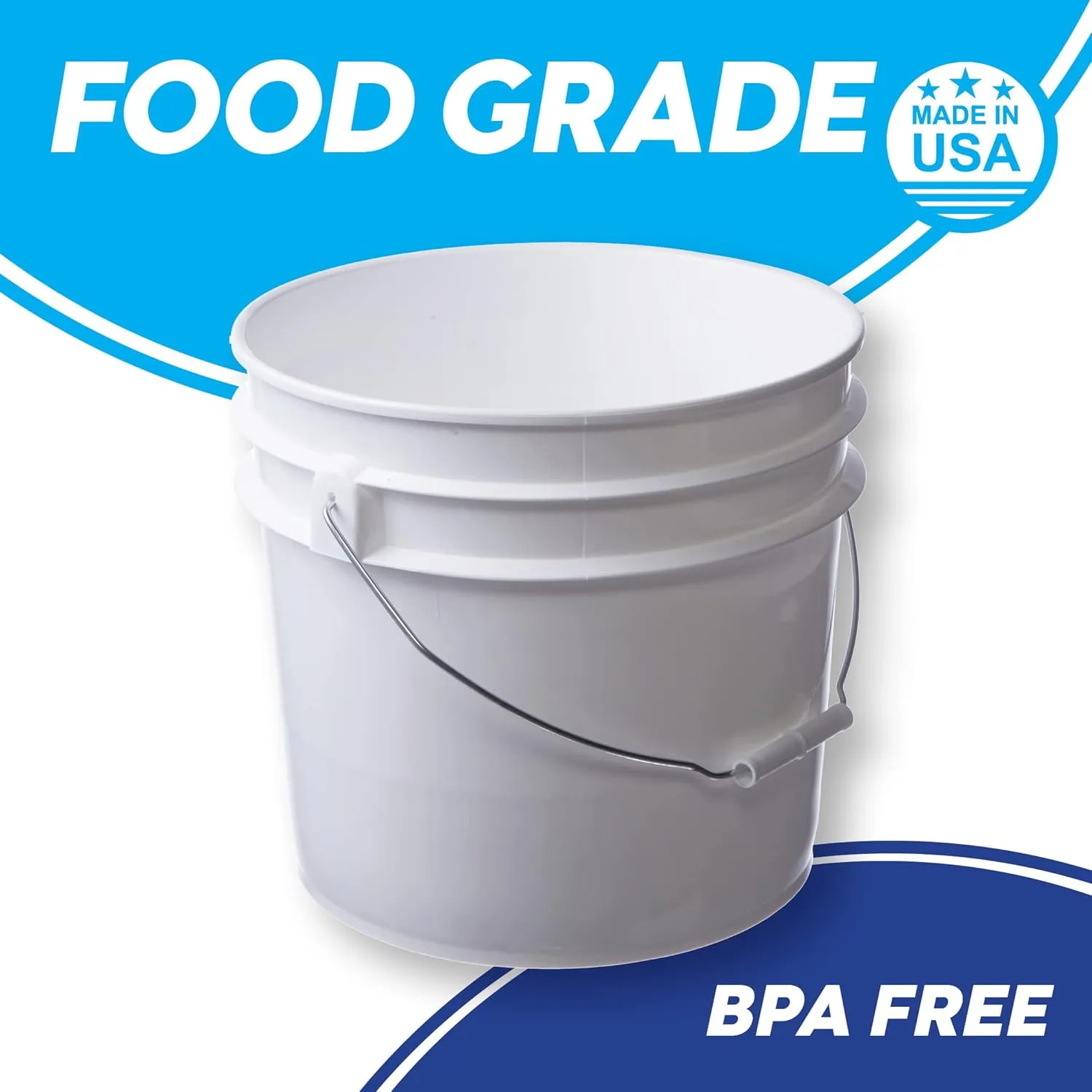 Consolidated Plastics 3.5 Gallon White Food Grade Buckets   Green Gamma Seal Lids, BPA Free Container Storage, Durable HDPE Pails, Made in USA (3 Pack)