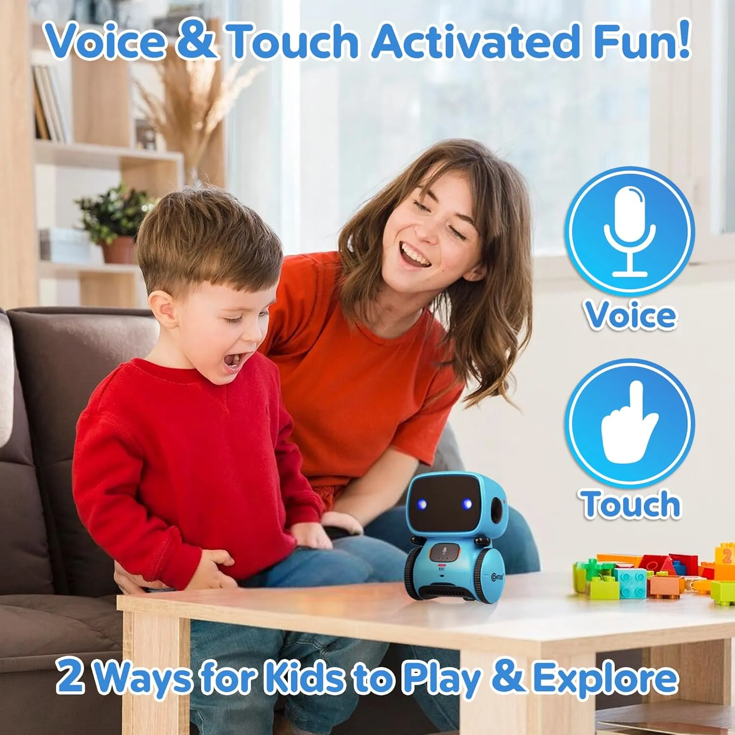 Contixo R1 Robot Toys for Kids - Smart Robots for Kids Voice Control Talking Dancing Learning Educational Toys for Boys Girls Toddlers Age 3-8 Years Old Birthday Gifts for Kid Blue