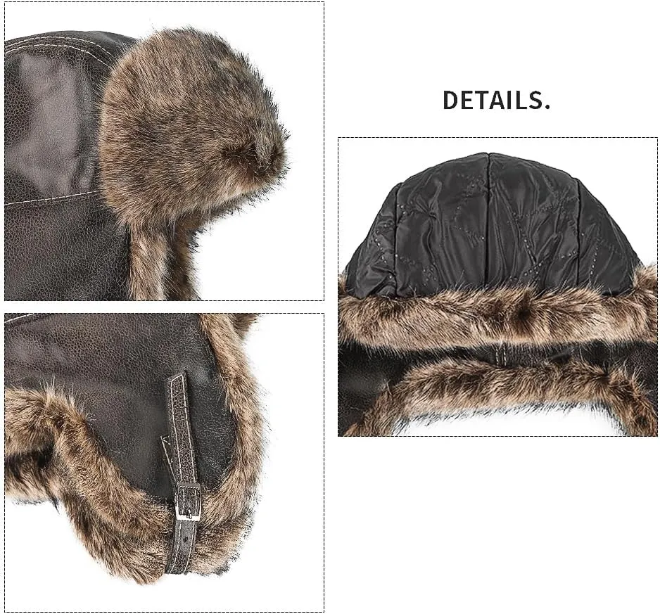Cool Winter Aviator Hat Men Trapper Hat Women Russia Hat Eskimo Earflap Ushanka Skiing Pilot Hooded Trooper Hat