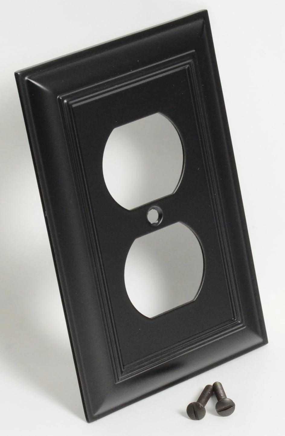 Cool Knobs and Pulls (CKP) Impressions Collection, 31191 Decorative Duplex Wall Plate/Outlet Cover, Long Lasting Durable Solid Steel Construction, Matte Black, 1 piece