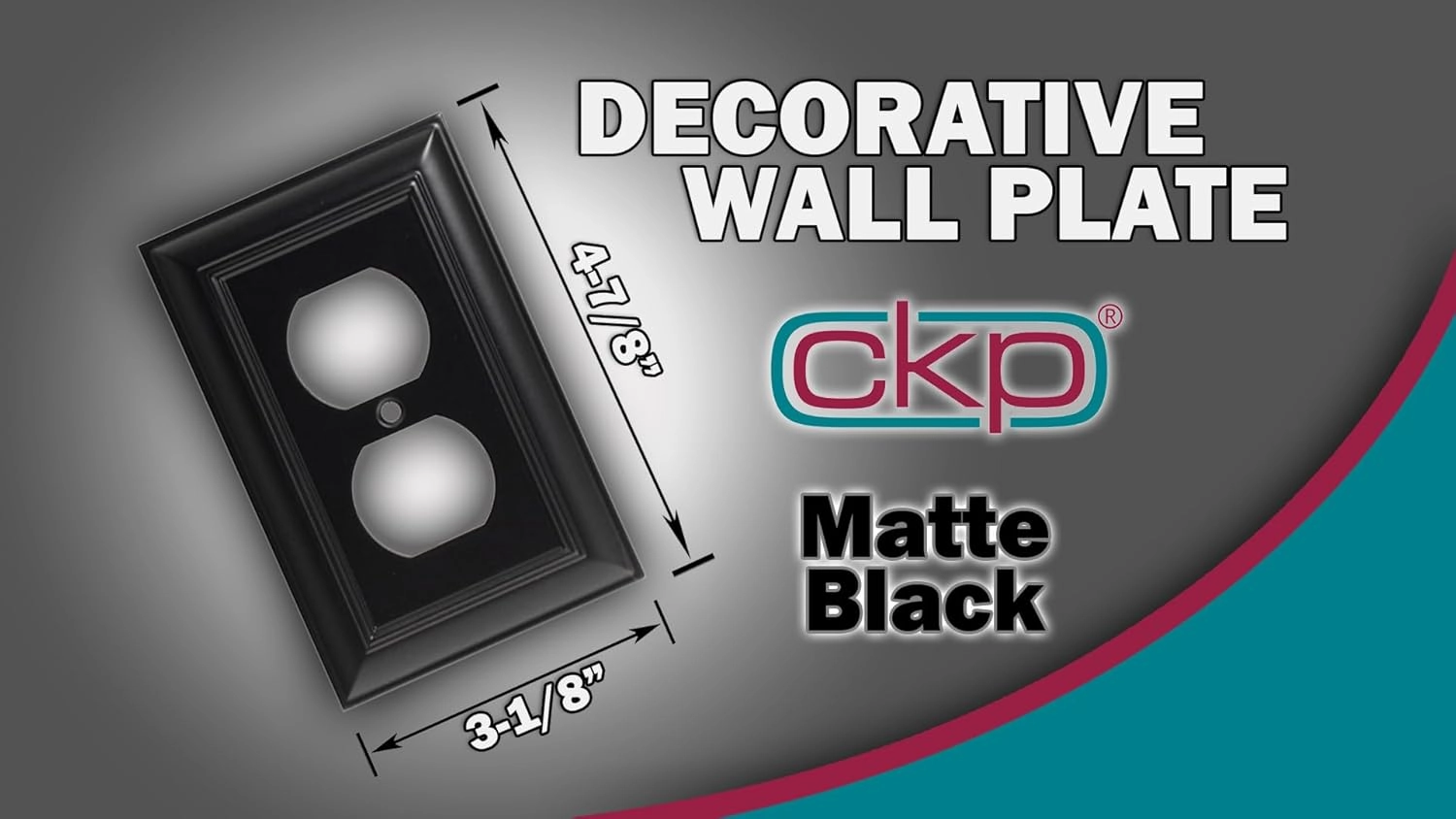 Cool Knobs and Pulls (CKP) Impressions Collection, 31191 Decorative Duplex Wall Plate/Outlet Cover, Long Lasting Durable Solid Steel Construction, Matte Black, 1 piece