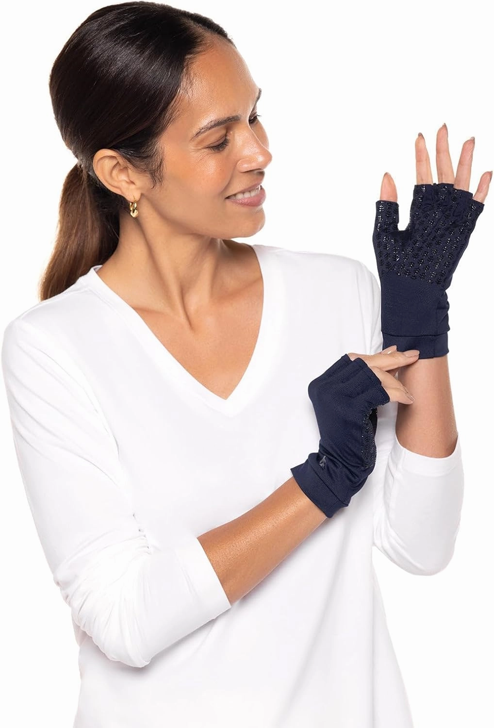 Coolibar UPF 50  Men's Women's Ouray UV Fingerless Sun Gloves - Sun Protective