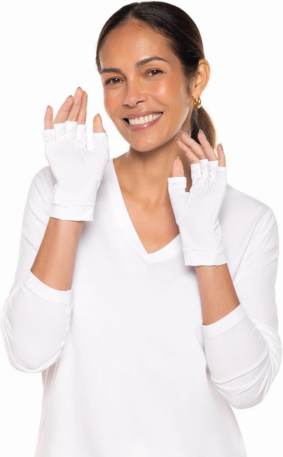 Coolibar UPF 50  Men's Women's Ouray UV Fingerless Sun Gloves - Sun Protective