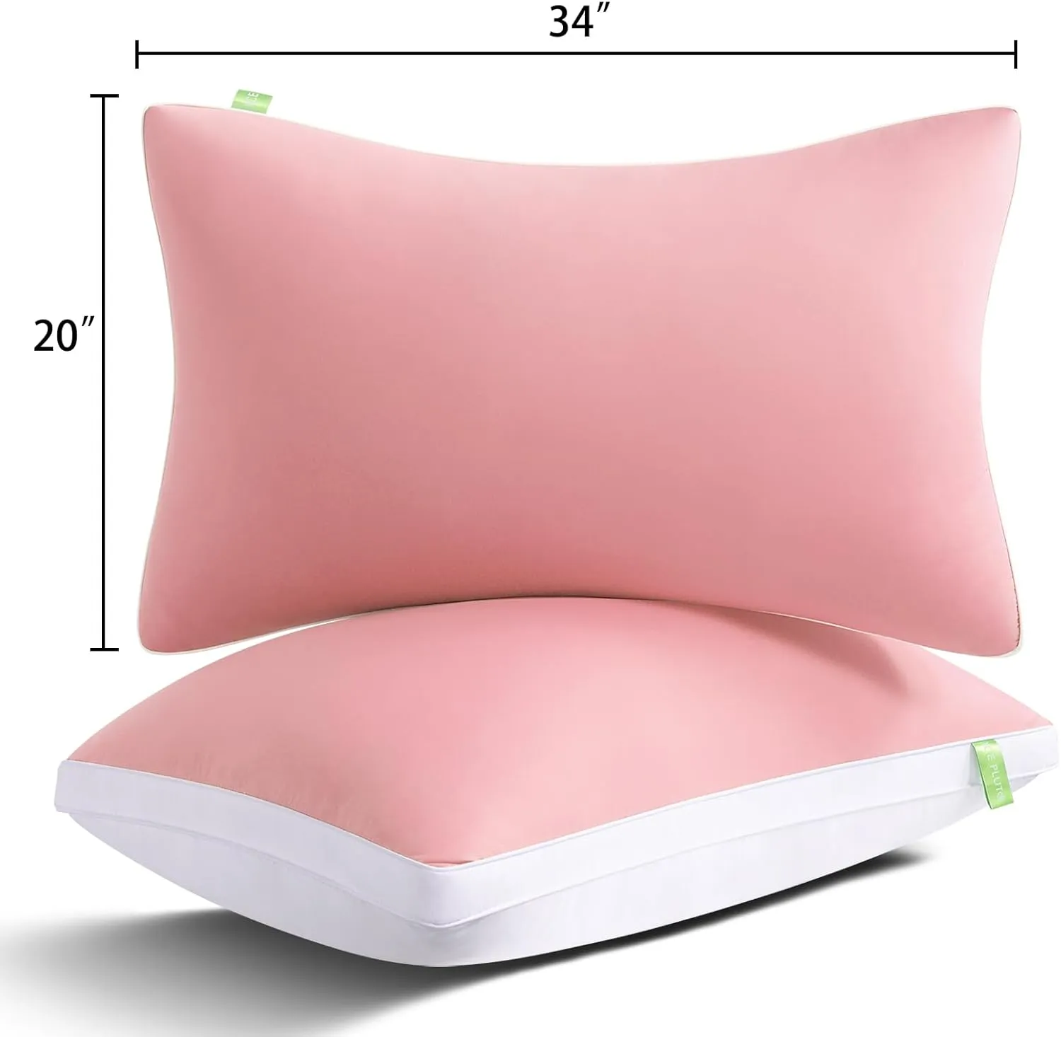 Cooling Bed Pillows King Size Set of 2, Cool for Hot Sleepers, Soft Gusseted Hotel Down Alternative Pillow 2 Pack for Side Back Stomach Sleeper, Supportive, Pain Relief, ICY Pink, 20" x 34"