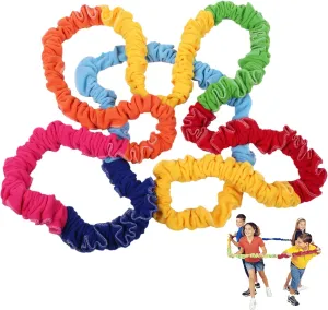 Cooperative Stretchy Band Elastic 78.74in Colorful Portable Tug of War Rope Tear Resistant Fleece Exercise Bands for Group Activities Party Games, Playground Equipment