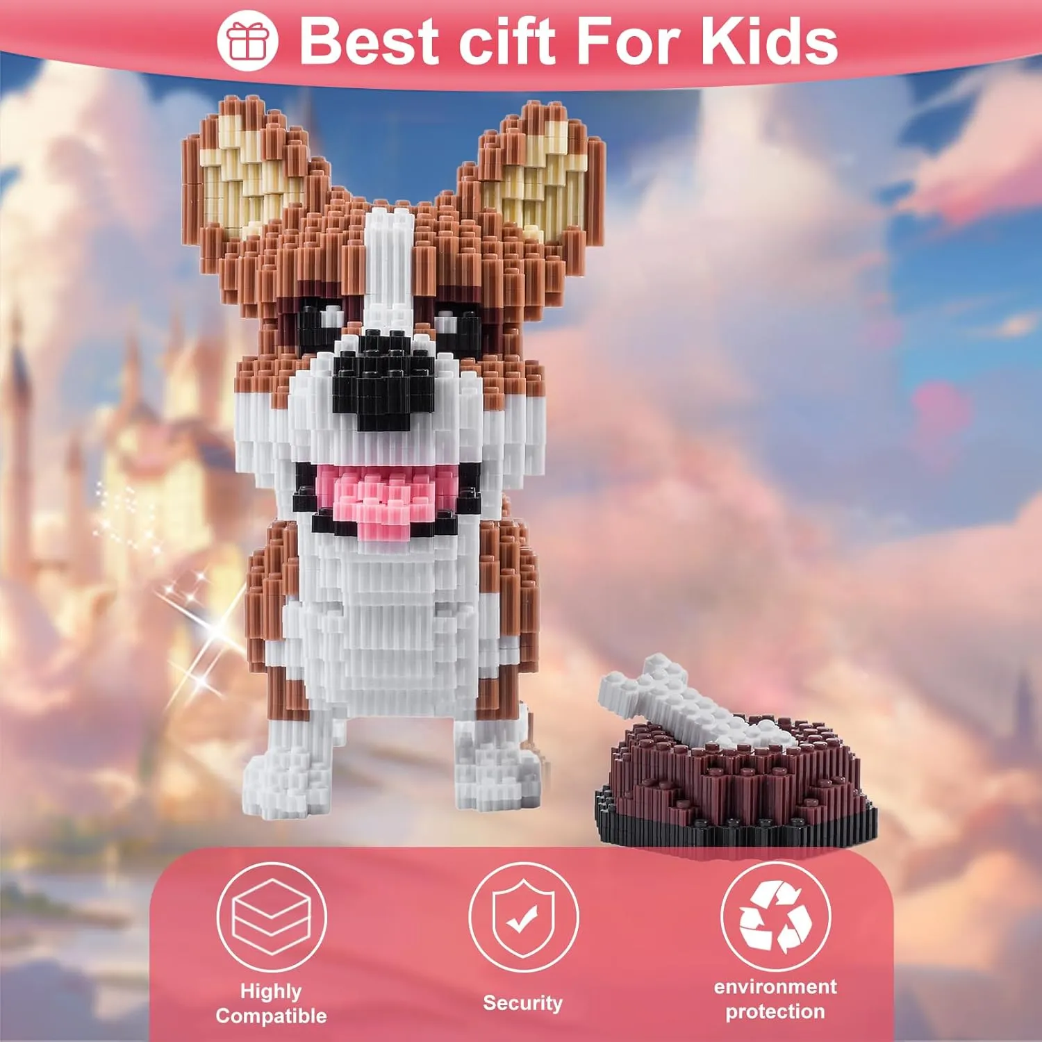 Corgi and Food Mini Bricks Building Kit - A Must-Have 3D Toy Model for Dog Lovers for Adult, Kid Educational Building Particle Building Blocks Toy Kit, Boys Girls Toys and Gifts(4800pcs)