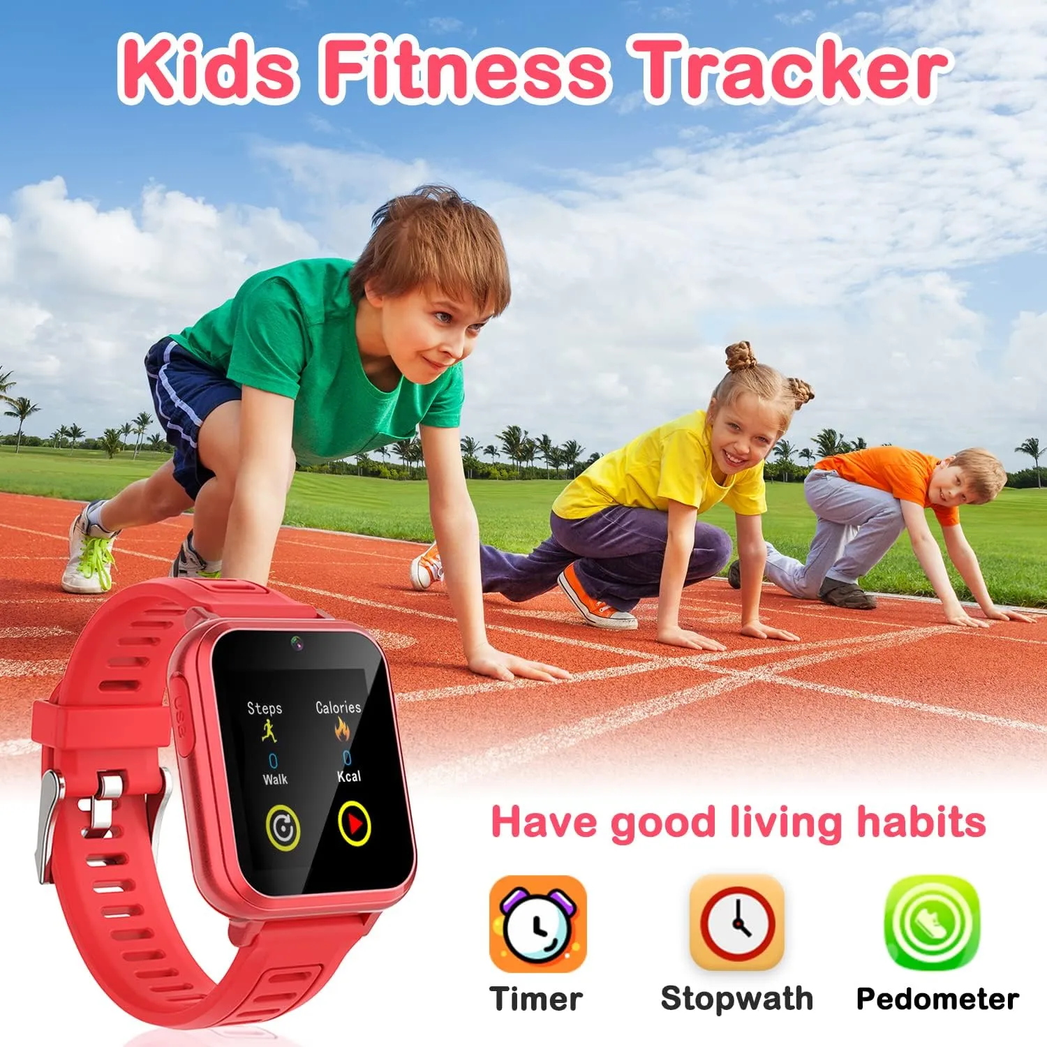 Cosjoype Kids Smart Watch Gift for Girls Age 6-12, 24 Puzzle Games HD Touch Screen Kids Watches with Video Camera Music Player Pedometer Audiobook 12/24 hr Toys for 7 8 9 10 11 12 Year Old Girls