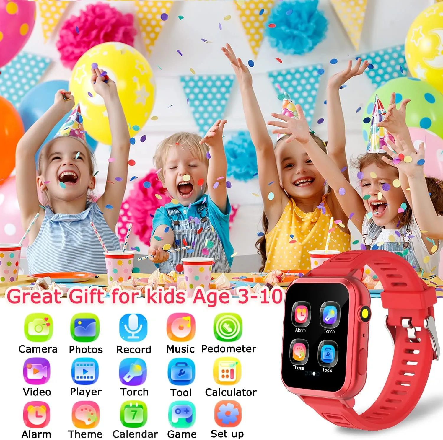 Cosjoype Kids Smart Watch Gift for Girls Age 6-12, 24 Puzzle Games HD Touch Screen Kids Watches with Video Camera Music Player Pedometer Audiobook 12/24 hr Toys for 7 8 9 10 11 12 Year Old Girls