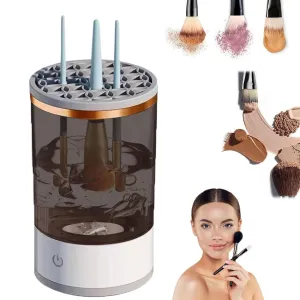 Cosmecure - Speedy Brush Cleaning Tool, Electric Makeup Brush Cleaner Machine, Automatic Spinning Cosmetic Tool for Deep Cleaning All Types of Brushes Set (Black)