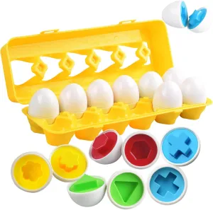 CPSYUB Matching Eggs Toys Color & Shape Recognition Sorter Puzzle, Montessori Toys for Baby Easter Travel Bingo Game, Sensory Early Learning Fine Motor Skills for Year Old Kids